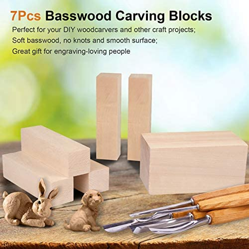 7Pcs Basswood Carving Blocks, Whittling Blocks Basswood for Craft