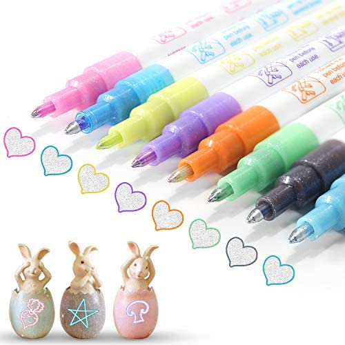 Super Squiggles Outline Markers Set, 8 Colors Shimmer Self Outline Markers Pens for Gift Card Making