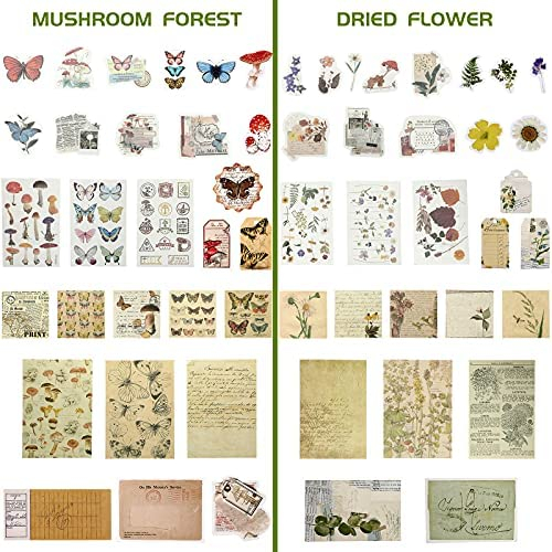 120 Pieces Vintage Scrapbooking Stickers DIY Journaling Scrapbook Adhesive Washi Paper Stamp Stickers Antique Retro Natural Collection Stickers Diary Journal Embellishment Supplies (Artsy Style)