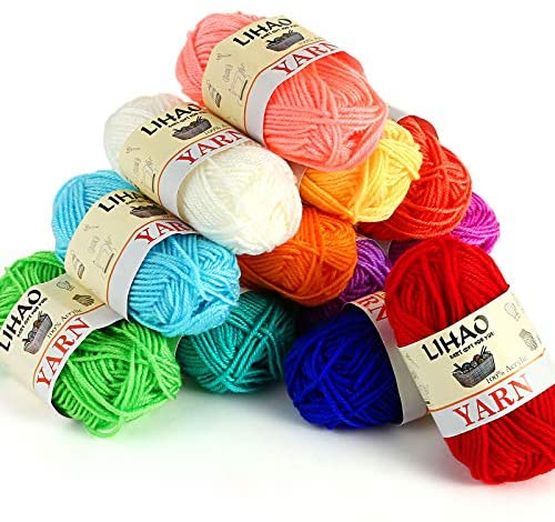LIHAO 12 Skeins Mini Yarn for Knitting Crochet Craft - 100% Acrylic