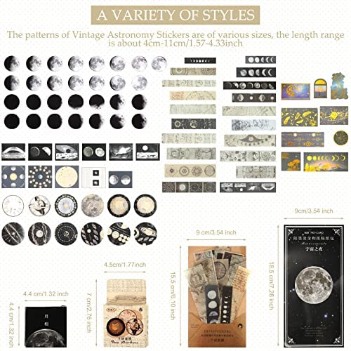 191 Pieces Vintage Astronomy Stickers for Journaling, Celestial Sticker Set