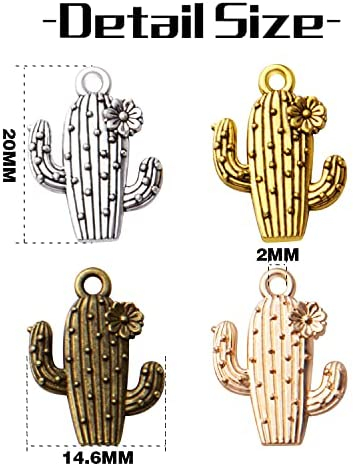 Hmjpng 40pcs Cactus Flower Charm Alloy Plant Charms Cactus Charm Pendants Craft Supplies for DIY Earring Necklace Bracelet Jewelry Making Accessory,4 Colors