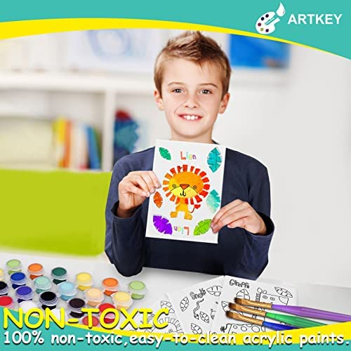Artkey Pre Drawn Canvas for Painting for Kids, 5 x 7” Printed Canvas to Paint Canvas Set