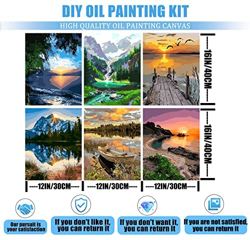 6 Pack Paint by Numbers,Paint by Numbers for Adults Kids Beginner