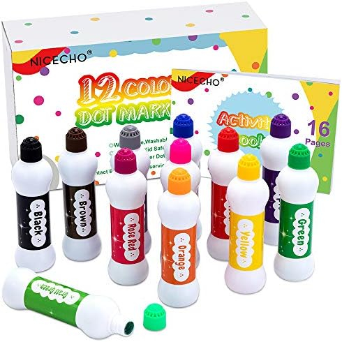 Nicecho Dot Markers Kit, 12 Colors Washable Fun Art Marker for Toddlers