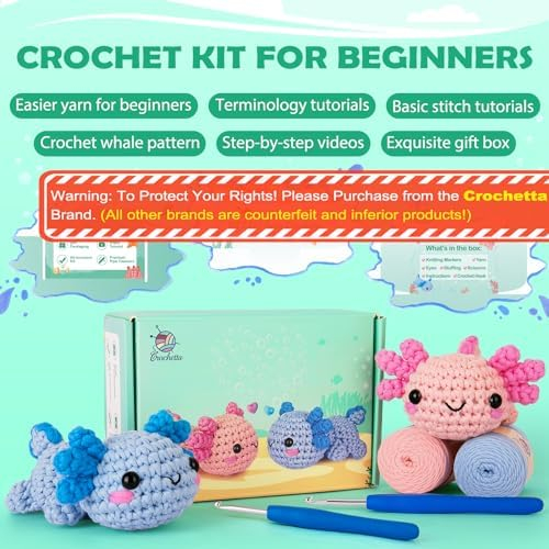 Crochet Kit for Beginner, Crochet Starter Kit w Step-by-Step Video Tutorials