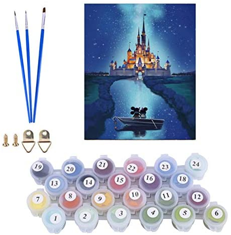Karyees 16x20In Castle Paint by Numbers Kits Castle DIY Painting by Numbers Castle DIY Canvas Painting by Numbers Acrylic Painting Kits Paint by Numbers for Adult and Kids Castle Painting Picture