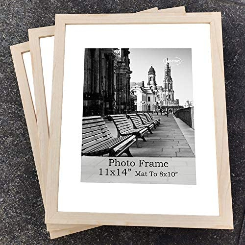 Meetart Picture Frames 11x14 inch Pack of 3 Piece in Plastic Glass MDF Shallow wooden-grain Color Frame, Display Pictures 11x14 8x10