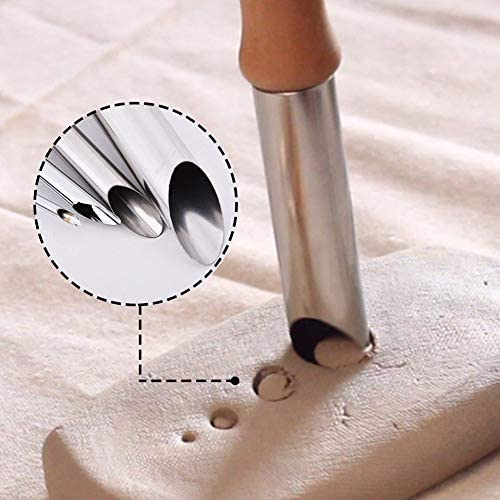 BLUECELL Pack of 4 Stainless Steel and Wood Circular Clay Hole Cutters for Pottery and Sculpture