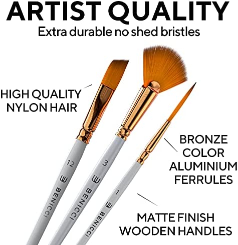 Premium Artist Paint Brush Set of 16 - w/ Bonus Palette Knife, Sponge & Organizing Case - Painting Brushes for Kids