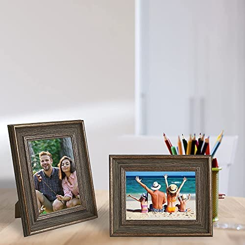 3 Pack 4x6 Inch Farmhouse Rustic Picture Frame Sets Distressed Farmhouse Plastic Frame with Plexiglass for Wall Mount or Tabletop Display (4x6 (3pc))