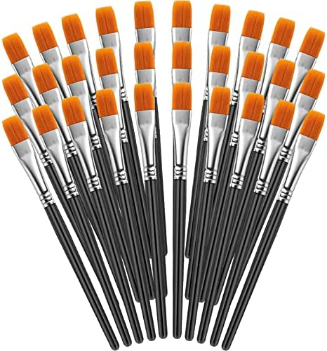 Acrylic Paint Brushes, 30 Pcs Flat Paint Brushes