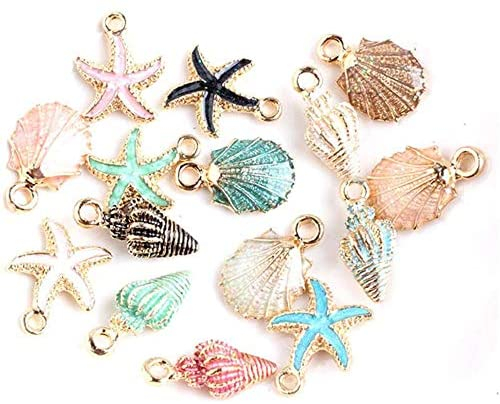 20pcs Mixed Alloy Metal Shell Pendant Conch starfish Charms for Jewelry Making Fit DIY Handmade Earring Necklace