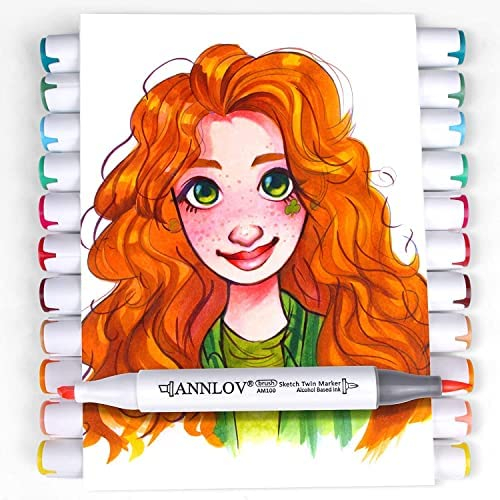 ANNLOV Alcohol Brush Markers,Brush & Chisel Tip Sketch Art Marker for Kids Drawing Artist Sketching