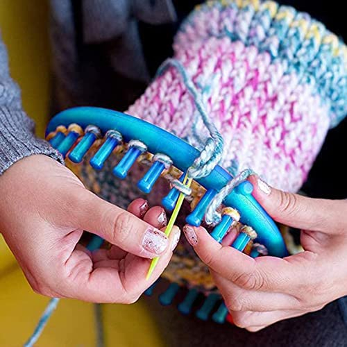 VGOODALL 5PCS Round Knitting Loom Set Circular Loom Set with 4 Skeins Acrylic Yarn for Hat Scarf Shawl Sweater Sock Knitter