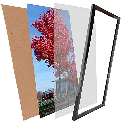 Medog 12x16 Black Picture Frame without Mat to Display Pictures window size 11.4x15.4 Safety high transparent PC sheet Wall Mounting pin-hook not included, (P1ZB 16