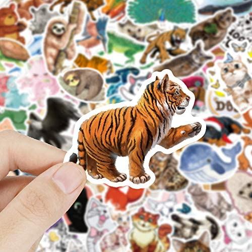 300+ Waterproof Animal Stickers for Water Bottle Laptop, Cat Dog Tropical Rainforest Animals Vinyl Sticker for Kids Teens Adults