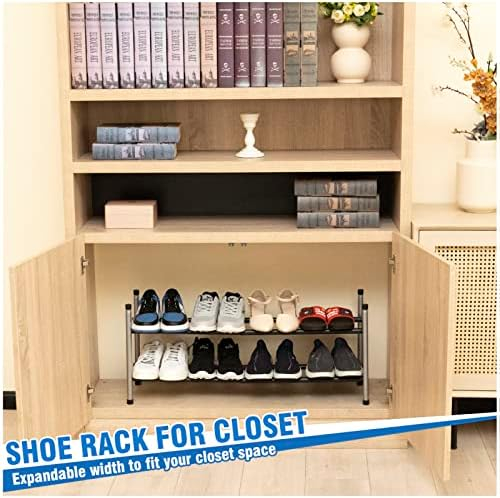 HEDOMII 2-Tier Expandable Shoe Rack, Stackable and Adjustable Shoes Organizer Storage Shelf