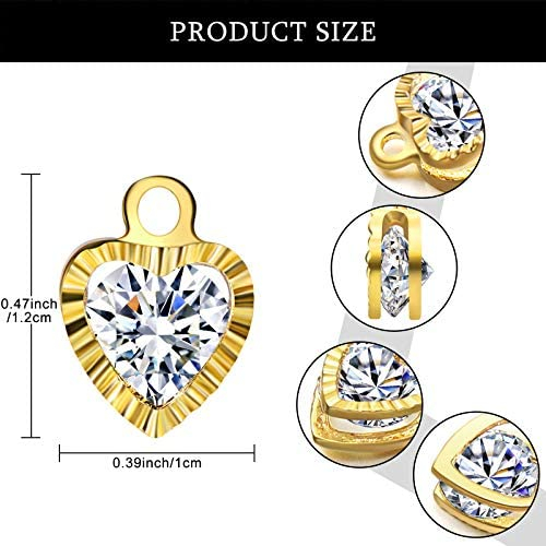 100 Pieces Cubic Zirconia Alloy Heart Shaped Charms Crystal Pendants Charms for Jewelry Making Choker Tiny Dangle DIY Necklace Jewelry Making, KC Gold and White K