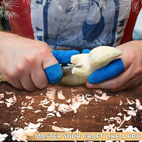 Wood Carving Kit for Beginners - Whittling kit with Rhino - Linden Woodworking Kit for Kids, Adults - Wood Carving Stainless Steel Knife with Wooden Handle-Rhino Shaped Linden Blank