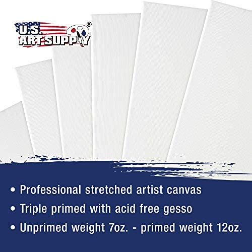 U.S. Art Supply 4 x 4 inch Stretched Canvas 12-Ounce Primed 6-Pack - Professional White Blank 3/4