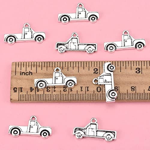50pcs Antique Silver Plated Pickup Truck Car Charms Pendant DIY Bracelets Necklace Jewelry Making Craft Wholesale 26mmx15mm (A195)