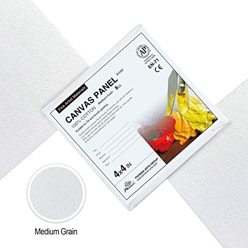 PHOENIX Painting Canvas Panels 4x4 Inch, 12 Value Pack - 8 Oz Triple Primed 100% Cotton Acid Free Canvases for Painting