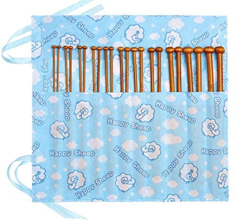 Fairycece Bamboo Knitting Needles Set Knitting Needle Case Kits for Beginners Wooden Wood