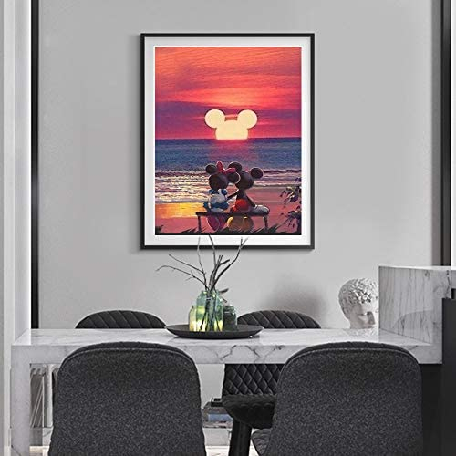 Karyees Paint by Numbers Disney DIY Painting by Numbers Kits DIY Canvas Paint by Numbers Disney Sunset Beach Acrylic Painting Home Decor Paint by Numbers for Adults Kid Beginner Disney Beach16x20In