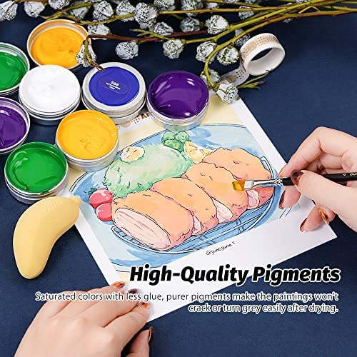 Arrtx Premium Gouache Paint Set Professional Pudding Gouache Watercolor, 35ml x 9 Vibrant Colors Unique Sealed Leak Proof Lids Design for Artists Beginners School Supplies Painting (Set A)