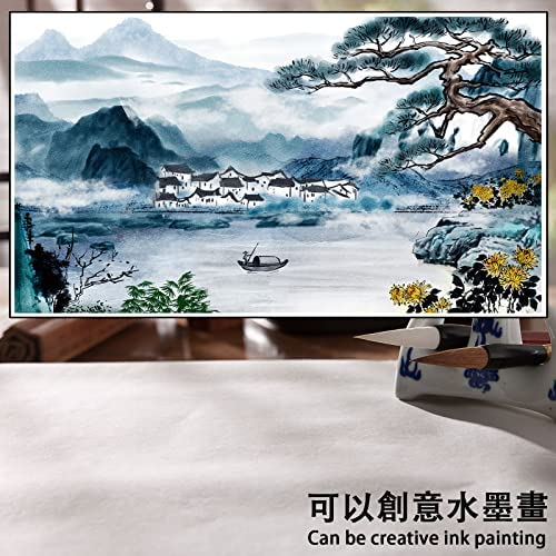 Chinese Blank Xuan Paper Raw, Calligraphy Brush Ink Writing Sumi Rice Paper Without Grids