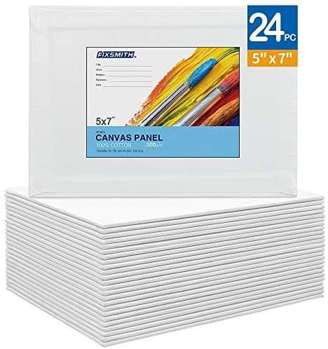 FIXSMITH Painting Canvas Panel Boards - 5x7 Inch Art Canvas,24 Pack Mini Canvases