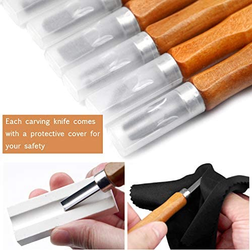 Wood Carving Tools Kit for Beginners 23pcs Hand Carving Knife Set Craft Engraving Supplies Include All-Purpose Cutting Knife and Detail Knife with Cut Resistant Gloves for Kids Adults Woodcrafts DIY…