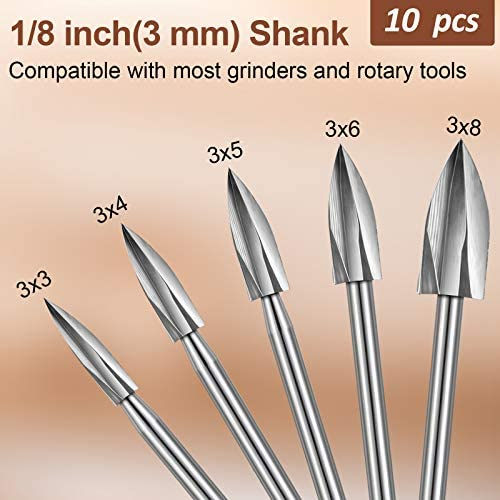 20 Pieces Wood Carving Drill Bit Set Includes HSS Engraving Drill Accessories Bit and HSS Carbide Wood Milling Burrs Universal Fitment for Rotary Tools, DIY Wooden Crafts