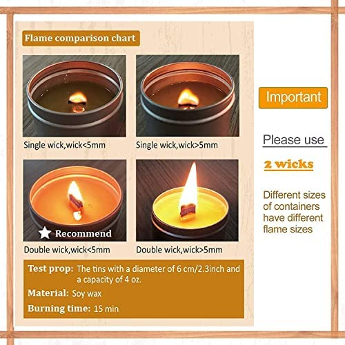 PXBBZDQ 200 PCS Wood Crackling Wicks,0.5 X5.9 Inch Natural Wooden Candle Wick/Smokeless Candle Wicks with Metal Base for DIY Candle Making