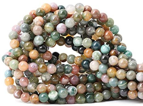 CHEAVIAN 60PCS 6mm Natural Indian Agate Gemstone Round Loose Beads for Jewelry Making DIY 1 Strand 15