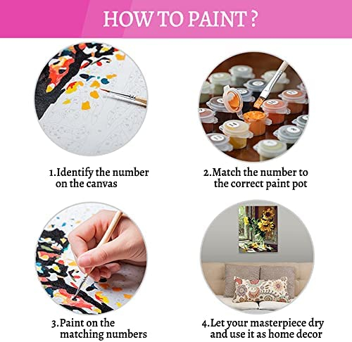 DIY Paint by Number for Adults Kids, Hlison Acrylic Paint by Numbers for Beginner