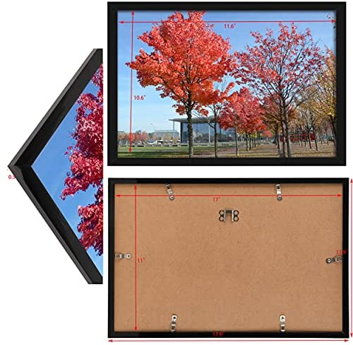 Medog 11x17 Picture Frame In Black Set of 1 Display 17x11 Inch Picture Document Certificate Frames With Mat (not include) Display 11x14 11x9 12x10 11x7 9x7 Picture Frame (P1L BA)