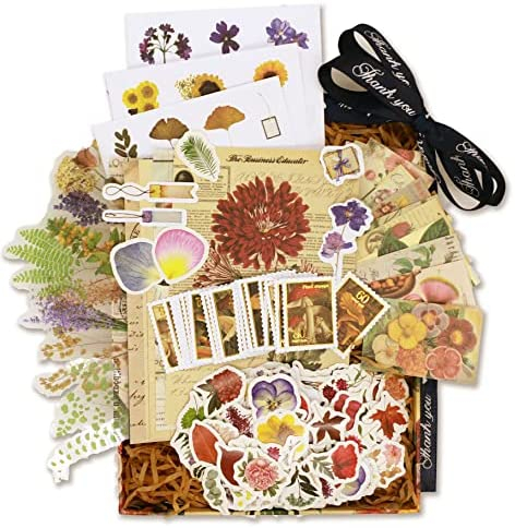 IFSAYART Vintage Aesthetic Scrapbook Stickers Pack - 300PCS Plant Flower Mushroom Washi Stickers For Journaling Supplies Art Bullet journals Planners Gift Card Making DIY Decorative Retro Decals
