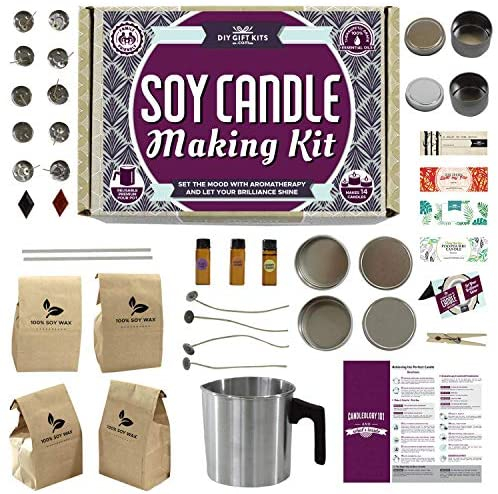 Soy Candle Making Kit for Adults and Teens (49-Piece Set) Easy to Make Essential Oil Scented Wax Candles