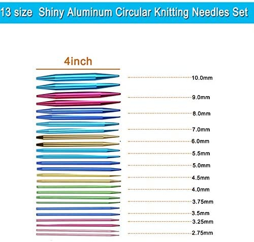 LOOEN 37pcs Aluminum Circular Knitting Needles Set with Ergonomic Handles,13 Size Interchangeable Crochet Needles with Storage Case for Small Project (Style 1)