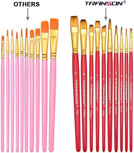 Transon 20pcs Artist Painting Brush Set for Acrylic Watercolor Gouache Hobby Craft Face Rock Painting