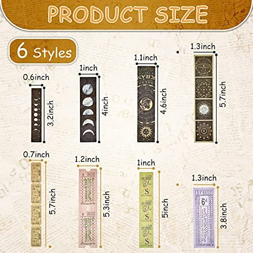 240 Pieces Vintage Astronomy Time Washi Stickers Vintage Scrapbooking DIY Stickers Decorative Antique Retro Natural Collection Diary Journal Embellishment Supplies for DIY Making Crafts, 6 Styles