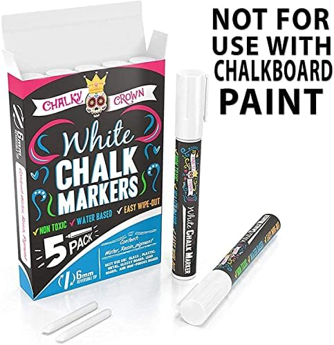 CHALKY CROWN Liquid Chalk Marker Pen - White Drawing Chalk - Chalk Markers for Chalkboard Signs, Windows