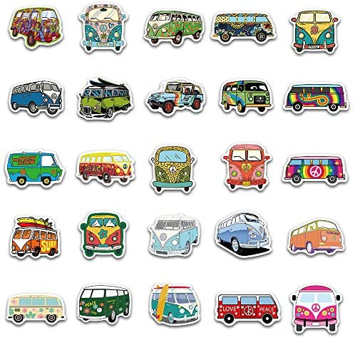 SKQIT 50Pcs Hip-hop Style Outdoor Travel Bus Stickers for Water Bottles, Vinyl Aesthetic Vsco Stickers Pack