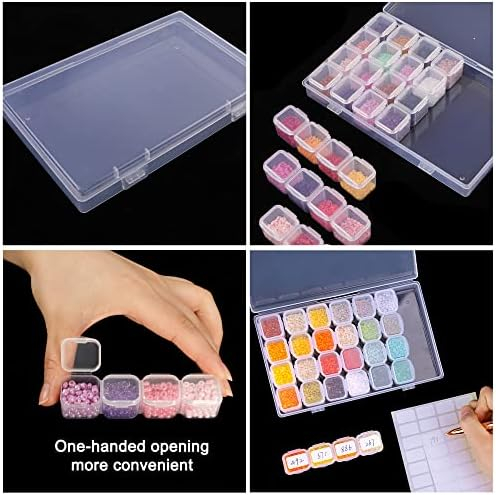 SGHUO 168 Slots 6pcs 28 Grids Diamond Painting Boxes Plastic Organizer, Bead Organizer