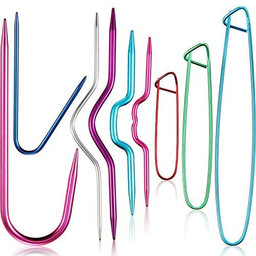 9 Pieces Cable Stitch Holders, Mixed Color Aluminum Cable Needles Stitch Holders