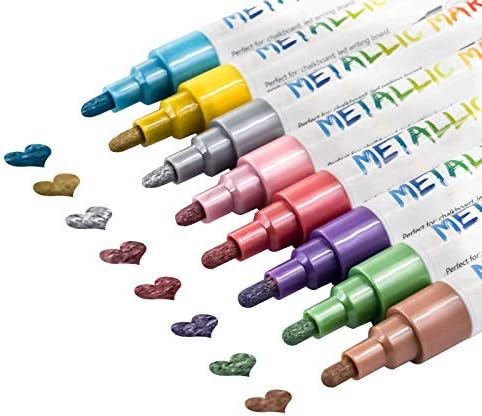 Liquid Chalk Markers Metallic Color Chalk Pens 6mm Bold Tip Erasable Liquid Chalk Pen for Blackboards Chalkboard Bistro Menu Window 8 Pack