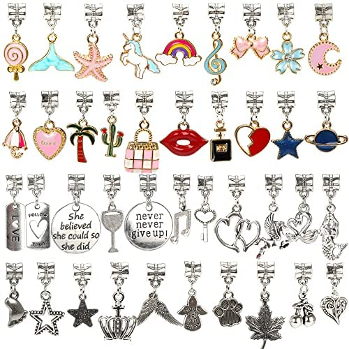 130 Pieces Charm Bracelet Making Kit Including Jewelry Beads Snake Chain, DIY Craft for Girls