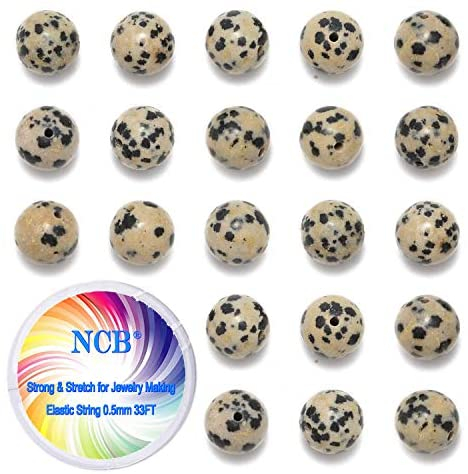 NCB 200pcs 4mm Loose Beads for Jewelry Making, Natural Semi Precious Beads Round Smooth Gemstones Spacer Beads Charms for Necklaces Bracelets (Dalmation Spot Jasper